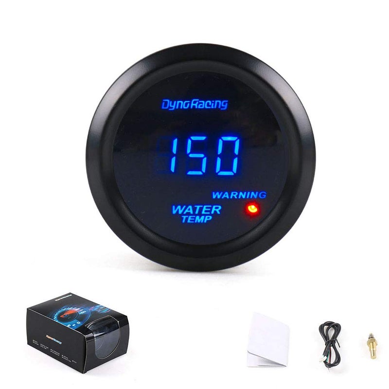 Dyno Racing Dynoracing 2'' 52MM Car Digital Blue Led Water Temperature Gauge 40-150 Celsius with Water Temp Joint Pipe Sensor Adapter 1/8NPT - Image 1